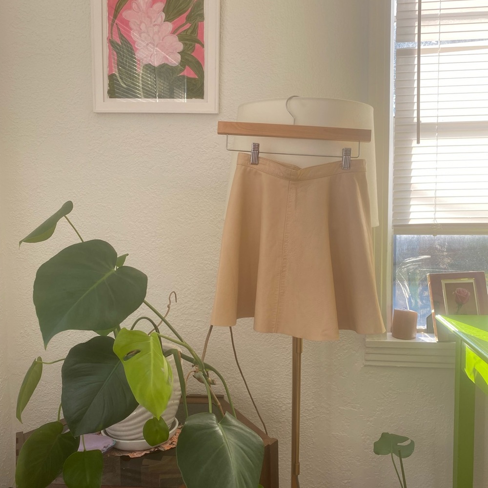 vintage pleather pale pink circle skirt